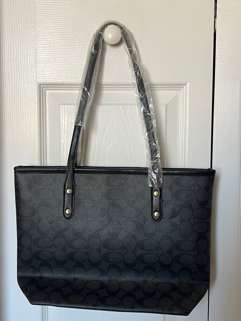 Coach Black Signature City Tote with Gold Accent - Picture 2 of 3